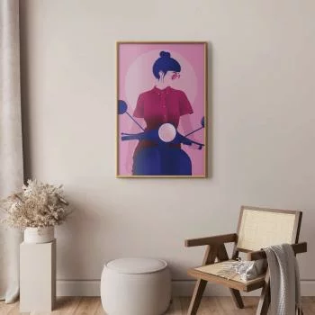 Plakat - Kobieta na skuterze - obrazek 2
