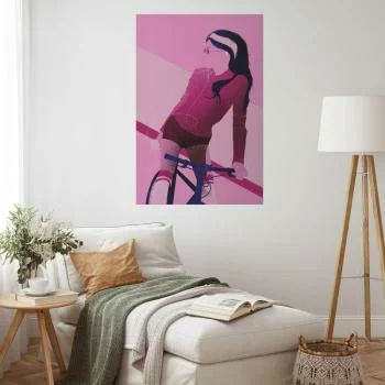 Plakat - Kobieta na rowerze - obrazek 2