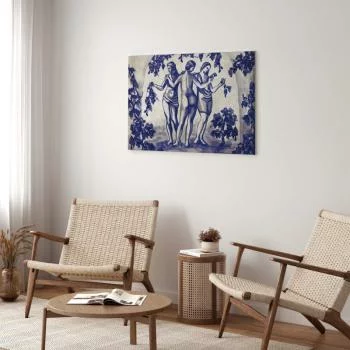 Obraz - Antyczna winnica - trzy kobiety w portalu malowane niebieskim tuszem - obrazek 2