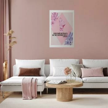 Plakat - Konfucjusz o Pięknie - popiersie w różu z kwiatami i cytatem - obrazek 2