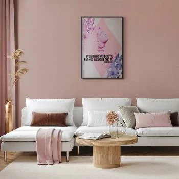 Plakat - Konfucjusz o Pięknie - popiersie w różu z kwiatami i cytatem - obrazek 2