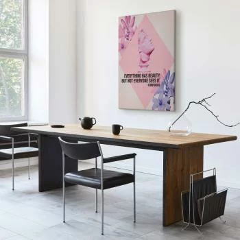 Obraz - Piękno w Oczach - inspirujący cytat z różowym popiersiem i kwiatami - obrazek 7