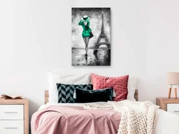 Obraz - Paryska kobieta (1-częściowy) pionowy zielony - obrazek 2