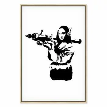 Obraz - Banksy Mona Lisa with Rocket Launcher (1-częściowy) pionowy - obrazek 2