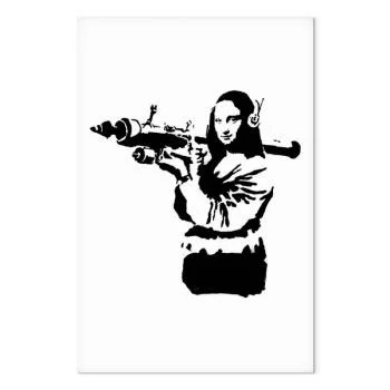 Obraz - Banksy Mona Lisa with Rocket Launcher (1-częściowy) pionowy - obrazek 2