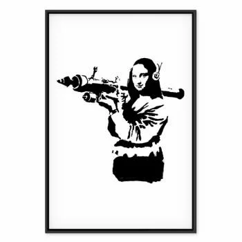 Obraz - Banksy Mona Lisa with Rocket Launcher (1-częściowy) pionowy - obrazek 2