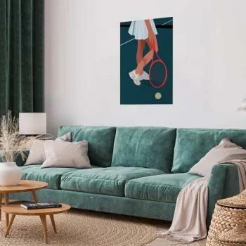 Plakat - Tenisistka z czerwoną rakietą na korcie - ilustracja - obrazek 2