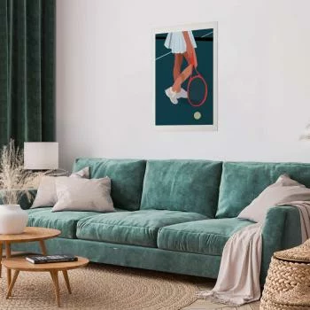 Plakat - Tenisistka z czerwoną rakietą na korcie - ilustracja - obrazek 2