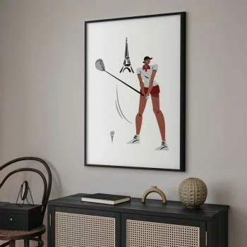 Plakat - Ilustracja golfistki z wieżą Eiffla w tle - obrazek 2