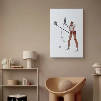 Obraz - Golfistka z wieżą Eiffla w tle - ilustracja - obrazek 2