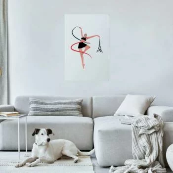 Plakat - Ilustracja kobiety z szarfą - gimnastyka artystyczna - obrazek 2