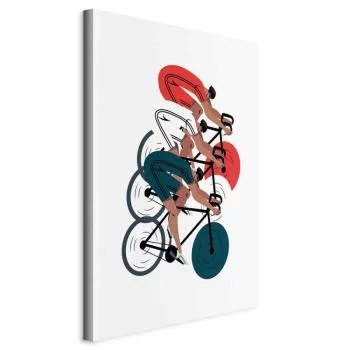Obraz - Wyścig kolarski, zawodnicy na jasnym tle - ilustracja