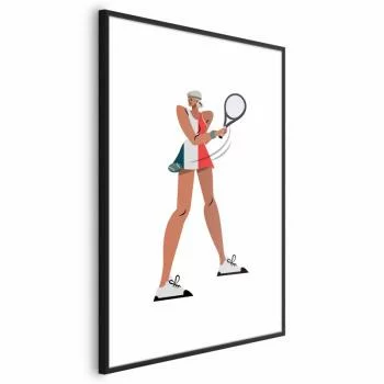 Plakat - Tenisistka z rakietą na białym tle - ilustracja