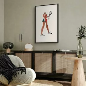 Plakat - Tenisistka z rakietą na białym tle - ilustracja - obrazek 2