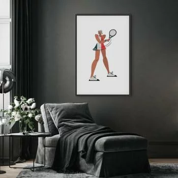 Obraz - Tenisistka z rakietą na jasnym tle - ilustracja - obrazek 5