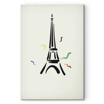Obraz - Czarny graficzny rysunek wieży Eiffla na kremowym tle - obrazek 2
