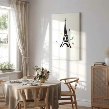 Obraz - Czarny graficzny rysunek wieży Eiffla na kremowym tle - obrazek 7