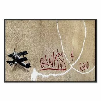 Obraz - Samolot Banksy (1-częściowy) - graffiti czerwone napisy na tle muralu - obrazek 2
