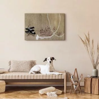 Obraz - Samolot Banksy (1-częściowy) - graffiti czerwone napisy na tle muralu - obrazek 5