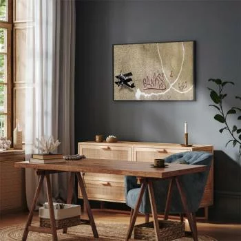 Obraz - Samolot Banksy (1-częściowy) - graffiti czerwone napisy na tle muralu - obrazek 7