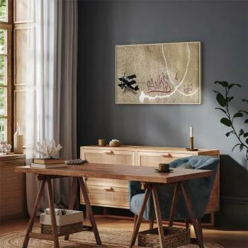 Obraz - Samolot Banksy (1-częściowy) - graffiti czerwone napisy na tle muralu - obrazek 7