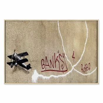 Obraz - Samolot Banksy (1-częściowy) - graffiti czerwone napisy na tle muralu - obrazek 2