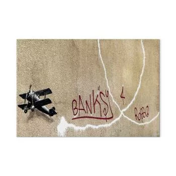 Obraz - Samolot Banksy (1-częściowy) - graffiti czerwone napisy na tle muralu - obrazek 2