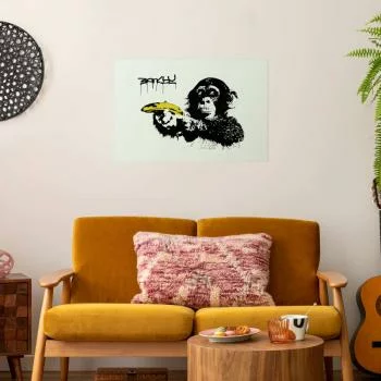 Plakat - Banksy: Małpa z bananem - obrazek 2