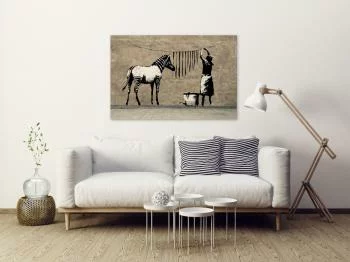 Obraz - Banksy: Pranie zebry na betonie (1-częściowy) szeroki - obrazek 2