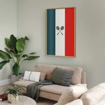 Plakat - Flagi Francji i czarne paletki do badmintona - obrazek 2