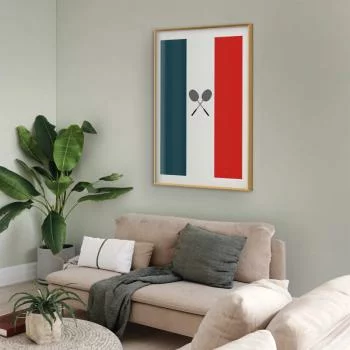 Plakat - Flagi Francji i czarne paletki do badmintona - obrazek 2
