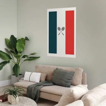 Plakat - Flagi Francji i czarne paletki do badmintona - obrazek 2