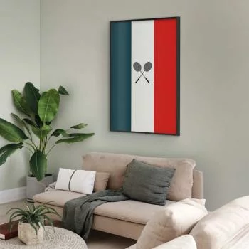 Plakat - Flagi Francji i czarne paletki do badmintona - obrazek 2