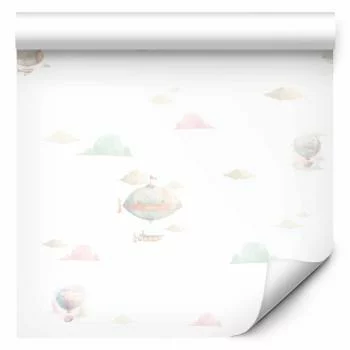 Tapeta - Akwarela - kolorowe balony i sterowce na tle kolorowych chmur / Kolorowe balony i sterowce - obrazek 2