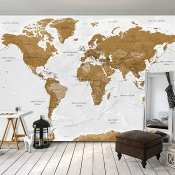 Fototapeta - Mapa świata: Białe oceany
