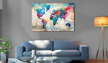 Obraz na korku - Mapa świata: Kolorowe szaleństwo [Mapa korkowa] - obrazek 2