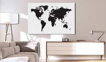 Obraz na korku - Mapa świata: Czarno-biała elegancja [Mapa korkowa] - obrazek 2
