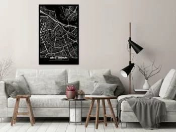 Obraz - Ciemna mapa Amsterdamu (1-częściowy) pionowy - obrazek 2