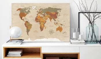 Obraz - Mapa świata: Beżowy szyk