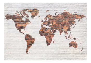 Fototapeta wodoodporna - Mapa świata: Ceglany mur - obrazek 2
