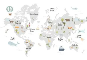 Fototapeta - Minimalistyczna Mapa do pokoju dziecięcego