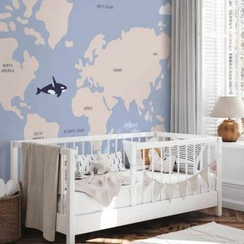 Fototapeta - Pastelowa planeta - zwierzątka i podwodne rośliny na mapie - obrazek 6