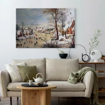 Obraz - Zimowy pejzaż z łyżwiarzami i pułapką na ptaki (Pieter Bruegel the Elder) - obrazek 4