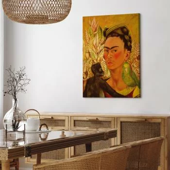 Obraz - Frida Kahlo – Autoportret z małpą i papugą - obrazek 7