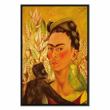 Obraz - Frida Kahlo – Autoportret z małpą i papugą - obrazek 2