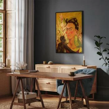 Obraz - Frida Kahlo – Autoportret z małpą i papugą - obrazek 7