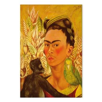 Obraz - Frida Kahlo – Autoportret z małpą i papugą - obrazek 2