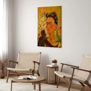 Obraz - Frida Kahlo – Autoportret z małpą i papugą - obrazek 5
