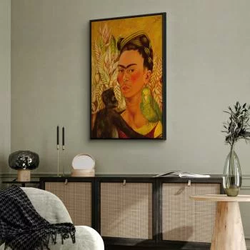 Obraz - Frida Kahlo – Autoportret z małpą i papugą - obrazek 5