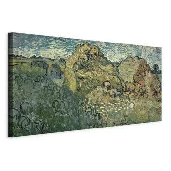 Obraz - Field with Wheat Stacks (Vincent Van Gogh)